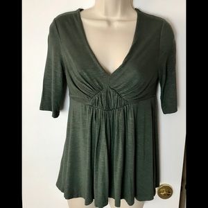 Anthro Deletta empire blouse Moss Green Size S